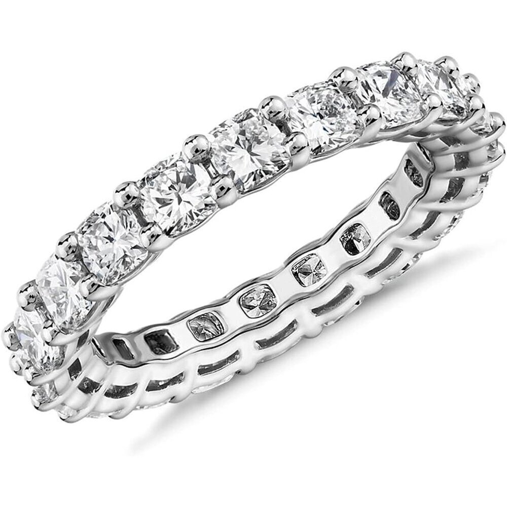 14K Gold Plated Eternity Ring Women Square CZ Stackable Wedding Band